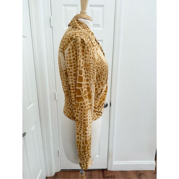 Vtg Escada Silk Animal Print Wrap Button Up Shirt Top 38 M Giraffe Leopard Snake - Picture 2 of 6